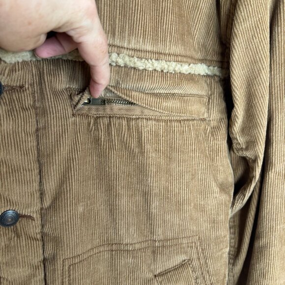 Aeropostale Men's 90s Tan Corduroy Sherpa Lined Jacket Y2K Size Large EUC - Picture 5 of 11